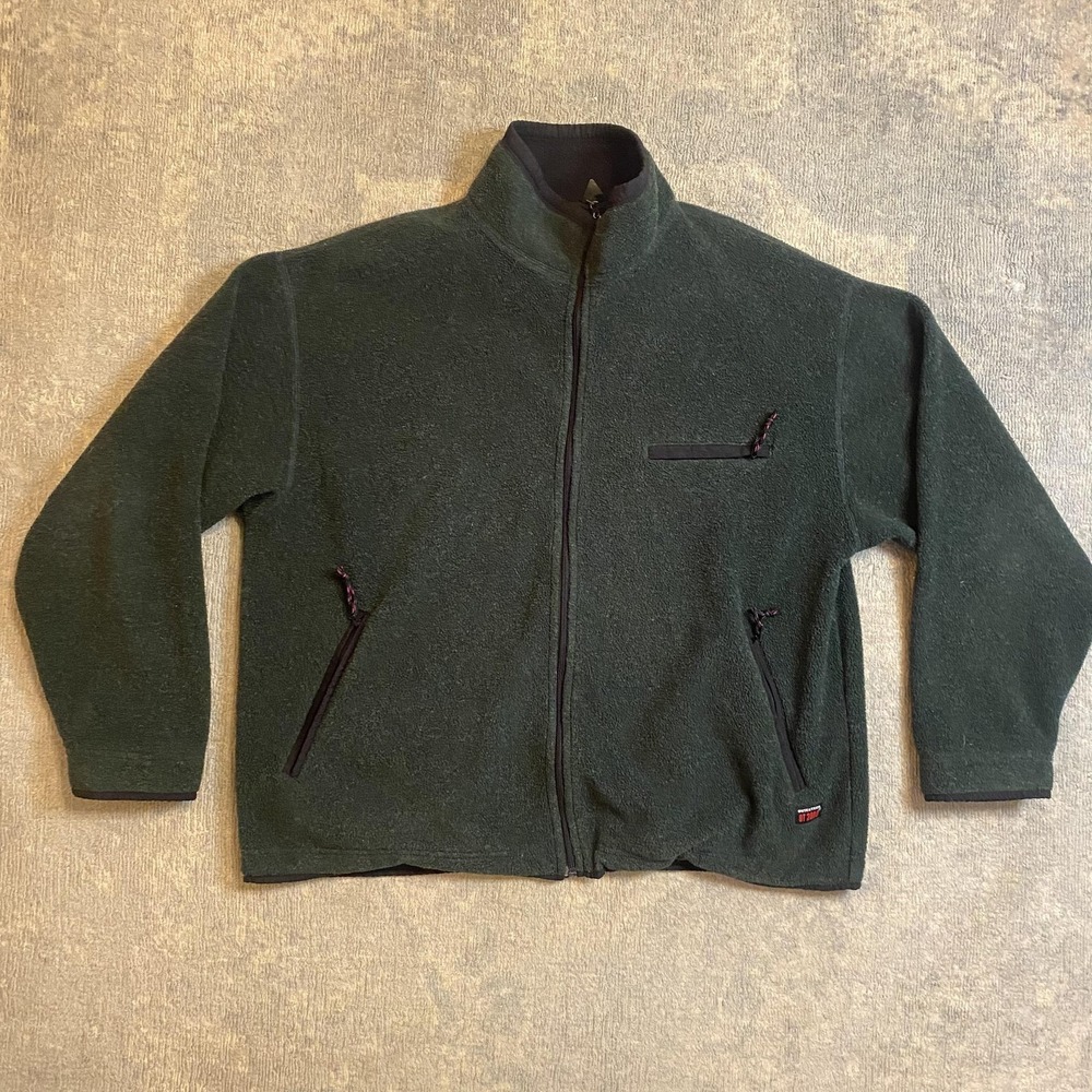 Outersport Jacket Mens XL Green Fleece Full Zip Zip Pockets Outertech OT 2000